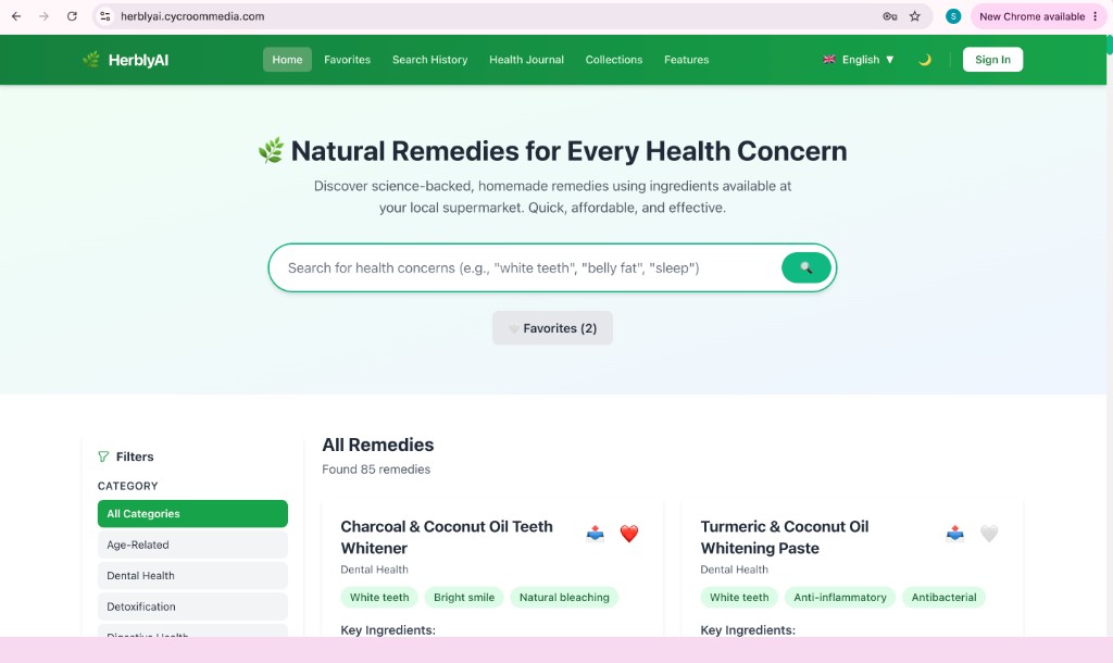 HerblyAI — natural remedies wellness app